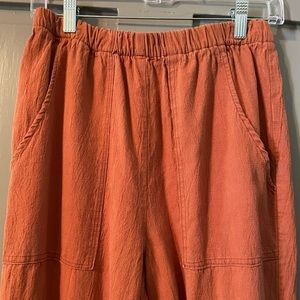Hackwith Design House burnt sienna linen tapered pants